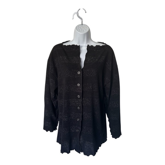 Giselle Shepatin Black Sparkly Striped Swing Cardigan Excellent Size S - Picture 2 of 10